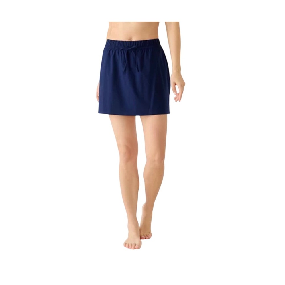Lands' End Woven Swim Skort Women 1X Navy Blue Elastic Waist 26LEKSP609